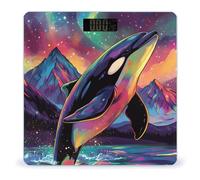 Fantasy Killer Whale Artistic Aurora Digital Bathroom Weighing Scales for Body Weight LCD Display