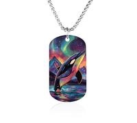 Fantasy Killer Whale Artistic Aurora Fashion Pendant Necklace Chain Personalized Graphic Jewellery