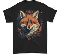 Fantasy Kitsune Japanese Folklore Fox Mens T-Shirt 100% Cotton Black M