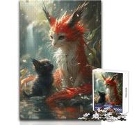 Fantasy Kitten Dragon Cat 1000 Piece Jigsaws Learning Game for Skill Practice Thoughtful Gift for Happy Moments Size 38x52cm