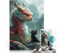 Fantasy Kitten Dragon Cat2000 teenager Pieces Jigsaw Puzzle Game Toys Every Piece is Unique - Challenging Family Fun Game 70x100cm