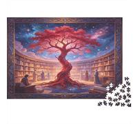 Fantasy Knowledge Tree 1000 Piece Jigsaw Puzzle Paper for Adults Magical Library Scene Jigsaw Puzzle for Family Focus Relaxing Home Decor Gift 52x38cm/1000pcs
