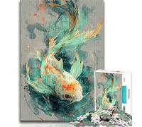 Fantasy Koi Jigsaw Puzzles for Teenagers,Help The Brain Exercise Addictive Toys to Cultivate Patience A Work of Art 38x26cm