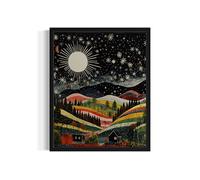 Fantasy Land Black Framed Wall Art Poster Print, Scenery Landscape American Folk Art, Naive Painting Decor Gallery 31 (Fantasy Land, 10" L x 8" W, Black Frame)