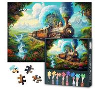 Fantasy Landscape 1000 Piece Puzzle for Adults, Steam Locomotive in The Jungle Jigsaw Puzzles 1000 Pieces, Impossible Challenging Jigsaw Puzzles for Adults, 19.5 x 27.5 Inch