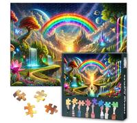 Fantasy Landscape Jigsaw Puzzles 1000 Pieces for Adults Rainbows and Flowers Challenging Puzzles Suitable for Game Nights Castle Puzzle Teens Educational Toys Home Wall Decoration Size : 50x70cm