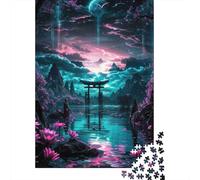 Fantasy Landscape Moonlight 1000 Pieces Eco-Friendly Puzzle Adult Hobbyists Portable Mind Decompression Hours Entertainment 52x38cm/1000pcs