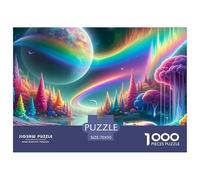 Fantasy Landscape Recycled Paper 1000 Piece Jigsaw Rainbow Alien Planet with Cat Puzzle - for Adults Educational Game Decompression Wall Decoration70x50cm/1000pcs