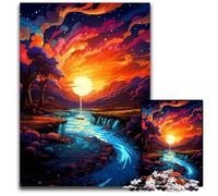 Fantasy Landscape Under Sunset Jigsaw Puzzle 1000 Pieces Jigsaw Puzzles for Adults Perfect for Family Fun on Christmas, Thanksgiving, Birthdays & Easter 1000 PCS(38x26cm)