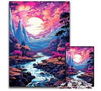 Fantasy Landscape Under Sunset Puzzle 1000 Pieces Jigsaw Wooden Puzzles Perfect for Christmas Halloween Easter New Year 1000 PCS(38x26cm)