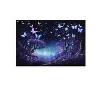Fantasy Landscape Wall Art Prints Dreamy Forest Butterflies Modern Pictures on Canvas Poster Wall Decor for Bedroom Home Decorations
