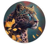 Fantasy Leopard 1000 Piece Puzzle 1000-Piece Round Jigsaw Puzzle Perfect for Family Fun on Christmas, Thanksgiving, Birthdays & Easter 67.5x67.5cm