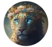 Fantasy Leopard 1000 Pieces Puzzle Gifts Round Jigsaw Puzzle 1000 Pieces Fun at Home Activities, Birthday Present, Travel Gifts 67.5x67.5cm