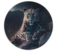 Fantasy Leopard Jigsaw Puzzles 1000 Pieces for Adults Round Puzzle 1000 Pieces Jigsaw High-Difficulty Brain Teaser for Teenagers 67.5x67.5cm