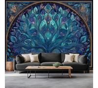 Fantasy Life Tree Wallpaper Blue Mural Poster Photo Wall Covering, Large TV Background Wall Non-Woven Mural & Room Decor for Living Room Bedroom Children's Room W400 x H280 cm