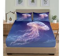 Fantasy Lightning Mushroom Soft Cozy Brushed Microfibre Fitted Sheet Set Super King 72x80 inch 30cm Deep Pocket Purple Fitted Bed Sheet Breathable Hypoallergenic Bedding for Boys Girls Room Decor