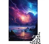 Fantasy Lightning Sky Art Print 1000-Piece Puzzle for Adults, 52x38cm/1000pcs, White Cardboard with A Clean Surface; to Return to Whenever Time Permits