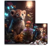 Fantasy Lion Cub Glow 1000 Piece Jigsaw Puzzle cardboard Jigsaw Interactive Family Game, Ideal, Family Activity Game 26X38CM/10.23x14.96inch