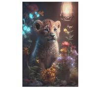 Fantasy Lion Cub Glow Puzzles 1000 Pieces For Teens And Adults - Wooden Jigsaw Puzzle Family Activity Educational Games 78×53cm