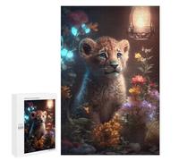 Fantasy Lion Cub Glow Wooden Jigsaw Puzzle for Adults, 1000 PCS - Thoughtful Present, for Mindful Indoor Entertainment