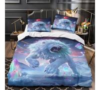 fantasy lion roar 3D Printed Duvet Cover Set 3pcs Microfibre Lightweight Concealed magical icy beast Duvet Insert Cover 2 Pillowcases Skin-Friendly Home Decor Kids & Girls King（220x240cm）