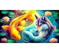Fantasy-Lion-Tiger-Cosmic-Scene Jigsaw Puzzles for Adults - 1000-Piece Recycled Cardboard Decoration 75x50cm/1000pcs