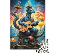 Fantasy Lizard Playing Guitar 1000 Piece Jigsaw Puzzle Paper for Adults Magical Mushroom Forest Puzzle Game for Family Stress Relief Home Decoration 70x50cm/1000pcs
