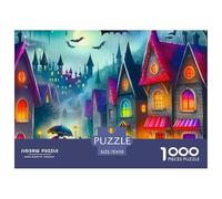 Fantasy Magic Castle Jigsaw Puzzle for Adults 1000 Piece Jigsaw Puzzle Paper Material Night Fairy Town Puzzle Game for Family Focus Stress Relief Gift Home Decor 70x50cm/1000pcs