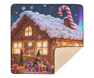 Fantasy & Magic Christmas Wallpaper Large Stylish Baby Play Mat for Floor One-Piecing Baby Play Tummy Time Mat for Baby Toddler Infant, 50'' x 50''