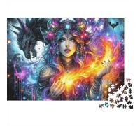 Fantasy Magic Goddess 1000 Piece Jigsaw Puzzle Paper Material Colorful Mystic Flame Jigsaw Puzzle for Adults Relax Focus 70x50cm/1000pcs