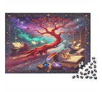 Fantasy Magic Knowledge Tree 1000 Piece Jigsaw Puzzle Paper for Adults Mystical Library Scene Relaxing Focus Family Activity Home Decor Gift 70x50cm/1000pcs