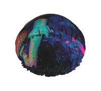 Fantasy Magic Mushroom Reusable shower cap - double-layer waterproof, elastic, environmentally friendly daily use shower cap