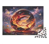 Fantasy Magic Shark Orb 1000 Piece Jigsaw Puzzle Paper for Adults Creative Butterfly Dream Night Scene Focus Family Relax Decor Gift 52x38cm/1000pcs
