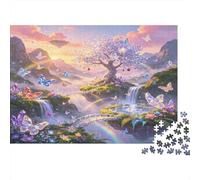 Fantasy Magic Tree 1000 Piece Jigsaw Puzzle Paper for Adults Enchanted Butterfly Valley Jigsaw Puzzle for Adults Relaxation Home Decoration Gift 52x38cm/1000pcs