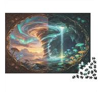 Fantasy Magic Vortex 1000 Piece Jigsaw Puzzle Paper Puzzle for Adults Enchanted Mushroom Forest Focus Relaxation Home Decor 38x26cm/1000pcs
