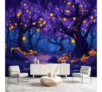 Fantasy Magical Forest Wall Mural Wallpaper, Trees Violet Wallpaper Decorative Wall Mural for Bedroom Study Living Room Home Decor Photo, 300 x 240 cm(W x H)