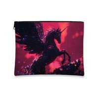 Fantasy Magical Horse Cosmetic Travel Organizer, Midnight Sparkle Makeup Bag with Zipper, Portable Canvas Pouch for Women, Gift for Halloween Skincare Toiletry Bag, Midnight Sparkle, 7x9 Inch, Magical