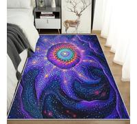 Fantasy Mandala Rugs for Living Room Bedroom, Abstract Mandala Area Rugs Large 100x150 cm, Washable Non Slip Pattern Carpet Home Decor C32