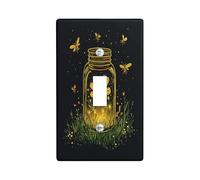 Fantasy Mason Jar Decorative Light Switch Cover Wall Plate 1 Gang Single Toggle, Country Fireflies Bee Electrical Faceplate for Kitchen Bathroom, Farmhouse Switchcover Decor