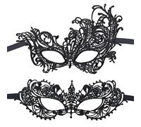 Fantasy Masquerade Mask, 4Pcs Lace Eye Mask, Black, Phoenix, Little Tip, Unisex Adult, Fancy Dress Masks & Eyewear for Adults