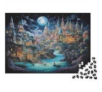 Fantasy Medieval Village Scene 1000-Piece Puzzle for Adults, 52x38cm/1000pcs, White Card Pieces for Easy Sorting; A Weekend Activity at Your Own Pace