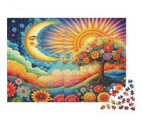 Fantasy Moon Sun Tree 1000pc Sun Moon Art Thick Cardboard Puzzle for Stress Relief Seekers Christmas Gathering Home Decor Senior Citizens Senior Centre Activity 52x38cm/1000pcs