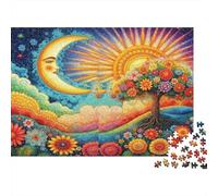Fantasy Moon Sun Tree Jigsaw Puzzles 1000 Pieces Using Premium Cardboard Centenary Jigsaws for Cognitive Stimulation in Team Building Games 38x26cm/1000pcs