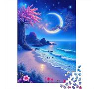 Fantasy Moonlit Beach 1000 Piece Jigsaw Puzzle Paper for Adults Night Ocean View 52x38cm/1000pcs