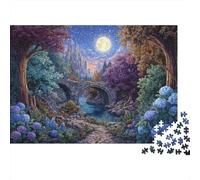 Fantasy Moonlit Bridge 1000 Piece Jigsaw Puzzles for Adults Featuring Artistic Design Jigsaws for Adults As A Mind Relaxation Puzzle for Holiday Activity 52x38cm/1000pcs