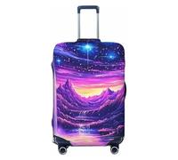 Fantasy Mountain Falls Galactic Starry Night Sky Elastic Travel Luggage Cover Suitcase Protector, Print Suitcase Baggage Cover Anti-Scratch