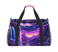 Fantasy Mountain Falls Galactic Starry Night Sky Waterproof Weekender Bags Duffel Bag Large Carry On Hand Luggage Bags Foldable Tote Bag for Travel Sports Gym Dance