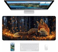 Fantasy Mouse Mat 600x300x3mm, Fox Gaming Mouse Pad, Desk Mat with Waterproof Non-Slip Rubber Base, Mousepad for Stable Grip on Smooth Surfaces, Desk Accessories and Office Accessories, Gifts A-7475