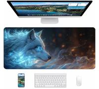 Fantasy Mouse Mat 800x400x3mm, Wolf Gaming Mouse Pad, Desk Mat with Waterproof Non-Slip Rubber Base, Mousepad for Stable Grip on Smooth Surfaces, Desk Accessories and Office Accessories, Gifts X-3451