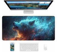 Fantasy Mouse Mat 900x400x3mm, Wolf Gaming Mouse Pad, Desk Mat with Waterproof Non-Slip Rubber Base, Mousepad for Stable Grip on Smooth Surfaces, Desk Accessories and Office Accessories, Gifts 5-3861